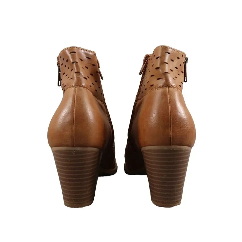 Report Shoes Womens 7.5 Bootie Fashion Lifestyle Classic Block Heel Brown Lilah